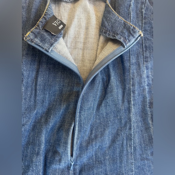 Vici Nice Try Pleated Denim Sleeveless Tank Top Mini Skater Dress M - Picture 4 of 8